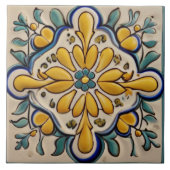 Geel & Blauw Groen Abstract Mediterraan Tegeltje (Voorkant)