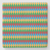 Geel Blauw Groen & Rood Geometrische Scallops Stenen Onderzetter (Voorkant)