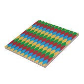 Geel Blauw Groen & Rood Geometrische Scallops Tegeltje (Zijkant)