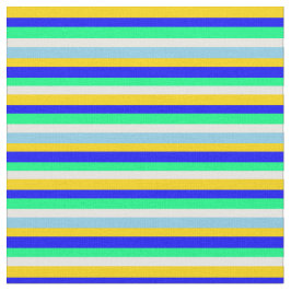 Geel, Blauw, Groen, Wit, en Hemelsblauw Patroon Stof