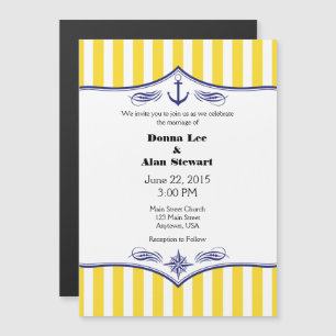 Geel blauw Magnetisch Nautical Wedding Invites Magnetische Uitnodiging