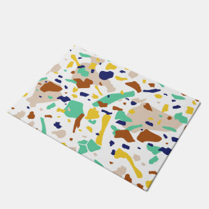 Geel Blauw Modern Abstract Geometrisch Deurmat