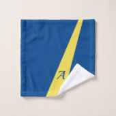 Geel blauw, modern elegant vet, monogrammen bad handdoek (Wasdoekje)