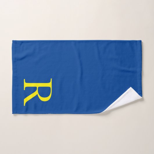Geel blauw Monogram Initiaal Kleurrijk Cute Custom Bad Handdoek (Handdoek)