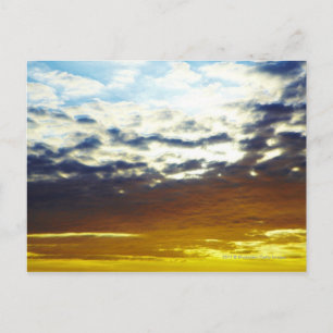 Geel blauw Moody Sunset met wolken Briefkaart