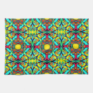 Geel Blauw Patroon Keuken Handdoek