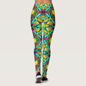 Geel Blauw Patroon Leggings (Achterkant)