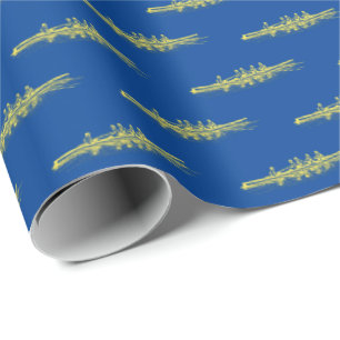 Geel Blauw Roei Rojers Crew Team Watersport Cadeaupapier