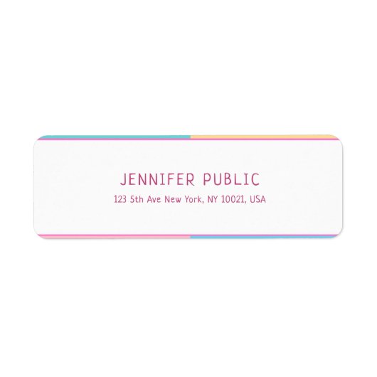 Geel Blauw Roze Groen Kleurrijk Moderne Sjabloon Etiket (Voorkant)