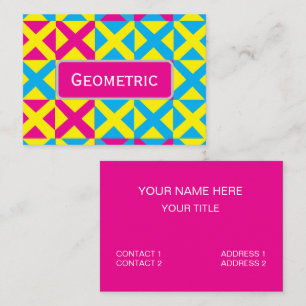 Geel Blauw Roze Vierkant Geometrisch Patroon Visitekaartje
