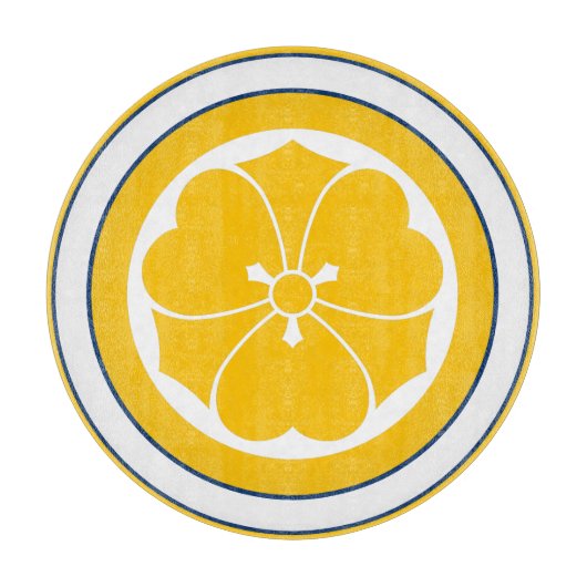  Geel Blauw Sakai Japan Mon Oriental Crest Snijplank (Voorkant)