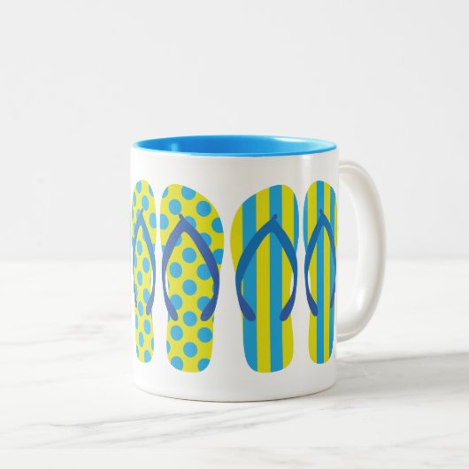 Geel & Blauw Teenslippers Gepersonaliseerde Mok (Voorkant rechts)