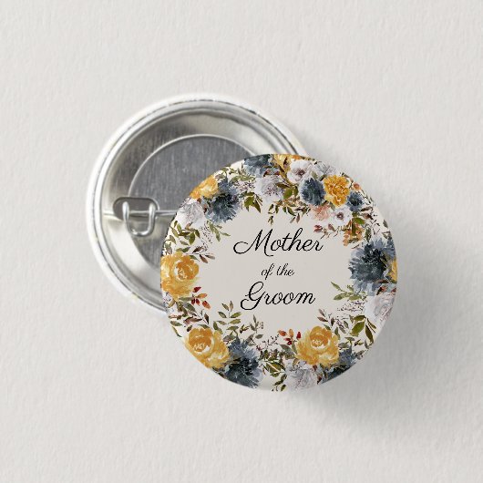 Geel Blauw Verschilderd Moederbruin Ronde Button 3,2 Cm (Voorkant /achterkant)