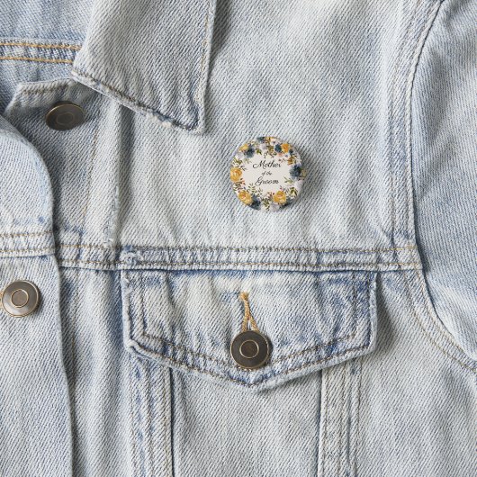 Geel Blauw Verschilderd Moederbruin Ronde Button 3,2 Cm (In situ)