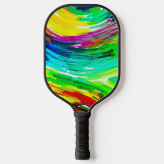 Geel Blauw Vingerschilderij Pickleball Paddle