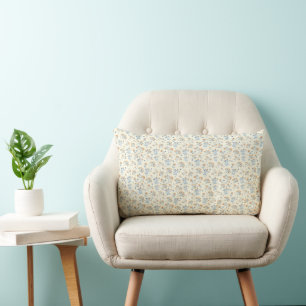 Geel Blauw Vintage Wilde Bloem Patroon Kussen