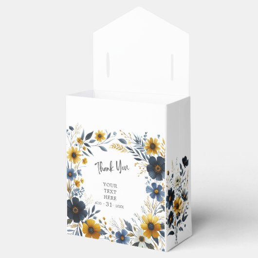 Geel Blauw Wildflower Elegant Party Dank u Bedankdoosjes (Geopend)