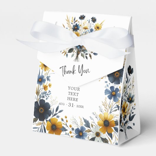 Geel Blauw Wildflower Elegant Party Dank u Bedankdoosjes (Voorkant Zijde)