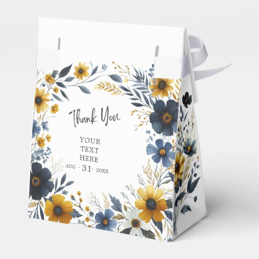 Geel Blauw Wildflower Elegant Party Dank u Bedankdoosjes (Achterkant)
