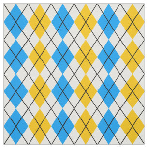Geel Blauw Wit Argyle Diamond Design Stof