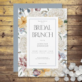 Geel Blauw & Wit Bloemen Wit Bruids Brunch Kaart