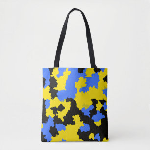 Geel Blauw Zwart Abstract Ontwerp Draagtas