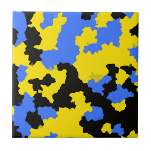 Geel Blauw Zwart Abstract Ontwerp Tegeltje