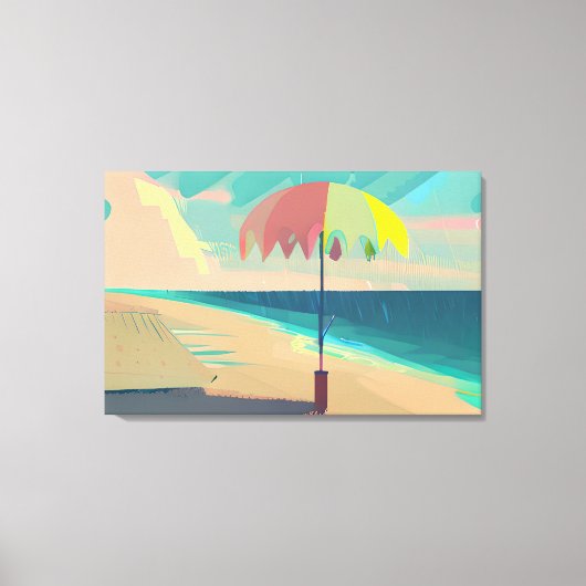 Geel, Blauwgroen en perzik zandstrand Canvas Afdruk (Voorkant)