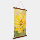 Geel Bloeiende Bloem ontwerp Hangend Wandkleed (Gebogen)