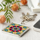 Geel Bloem Abstract Sleutelhanger (Zijkant)