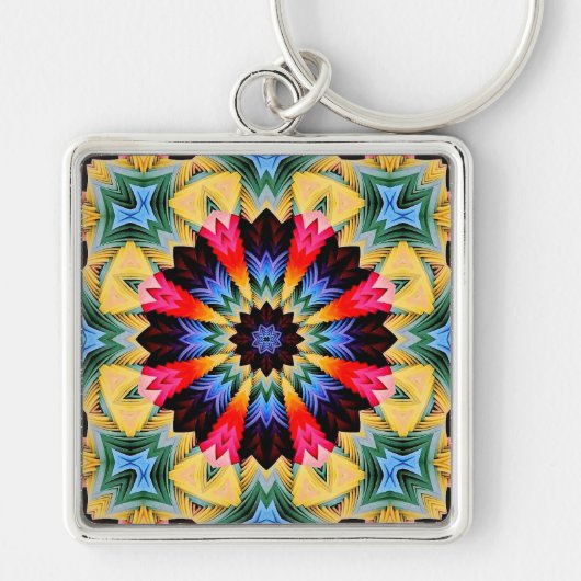 Geel Bloem Abstract Sleutelhanger (Voorkant)