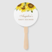 Geel Bloemen Boho Zonnebloem Baby shower Handwaaier (Voorkant)