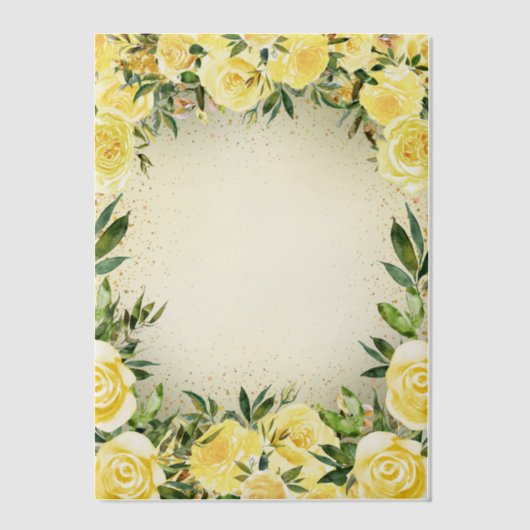 Geel Bloemen Groen Goud Glitter Vellum Huwelijk Vellum Uitnodigingen (Voorkant)