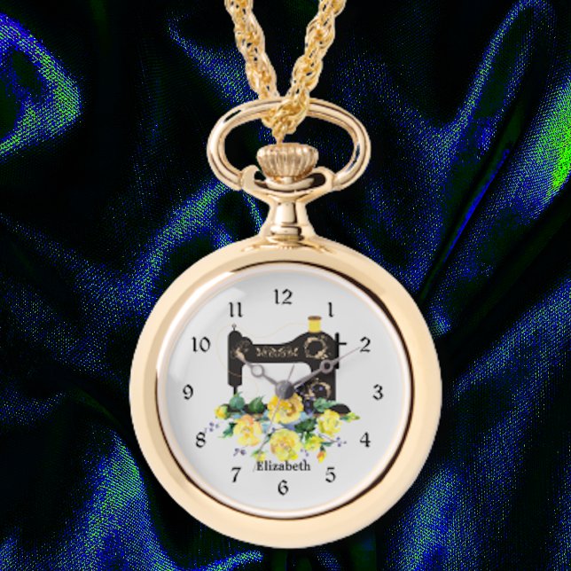 Geel Bloemen Naaimachine Ketting Horloge (Creator heeft geüpload)