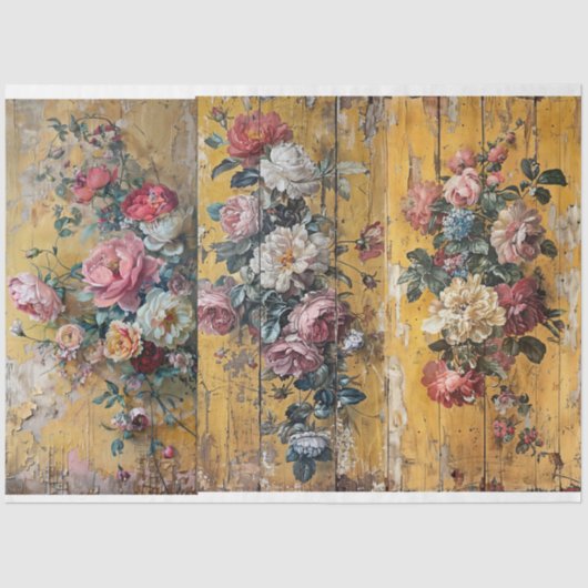 Geel Bloemen Weefseldocument voor Breedborden Tissuepapier (Voorkant)