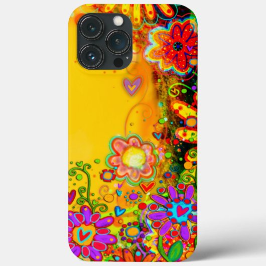 Geel Bloemen Whimsical Inspirivity gepersonaliseer Case-Mate iPhone Case (Achterkant)