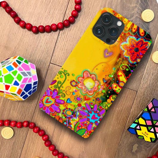 Geel Bloemen Whimsical Inspirivity gepersonaliseer Case-Mate iPhone Case