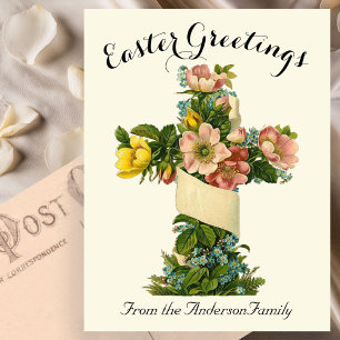 Geel Bloemenkruis  Paasreligieus Briefkaart