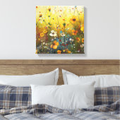 Geel Bloemenkunst Landschapsontwerp Canvas Afdruk (Insitu (Slaapkamer))