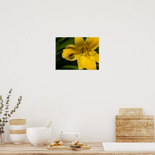 Geel bloemenpapier (Poster) Poster (Keuken)