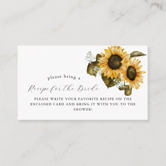 Geel bloemig bruidsfeest recept verzoek  informatiekaartje (Voorkant)