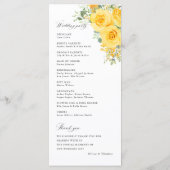 Geel bloemig rozen trouwceremonie programma (Achterkant)