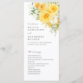 Geel bloemig rozen trouwceremonie programma (Voorkant)