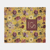  geel bloemmonogram fleece deken (Voorkant (Horizontaal))