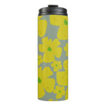 Geel Bloemmotief Saliegroen Thermische Tumbler