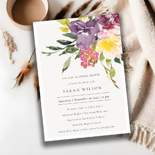 Geel Blush Burgundy Floral Vrijgezellenfeest Invit Bedankkaart