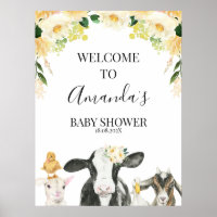 Geel Boerderij Dierlijk Baby shower Welkomstteken