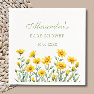 Geel Boho Chic Wilde Bloemen Baby Shower Servet