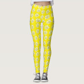  geel Bord bloei bloempatroon Leggings (Voorkant)