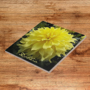 Geel Bord Dahlia Floral Tegeltje